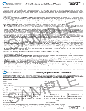 Lifetime Residential Limited Material Warranty