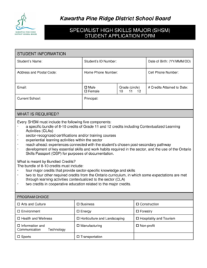 Specialist High Skills Major Application Form