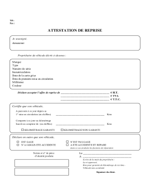 ATTESTATION DE REPRISE