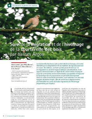 Suivi de la migration et de l'hivernage de la tourterelle des bois par ...