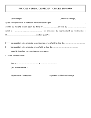 PROCES VERBAL DE RCEPTION DES TRAVAUX