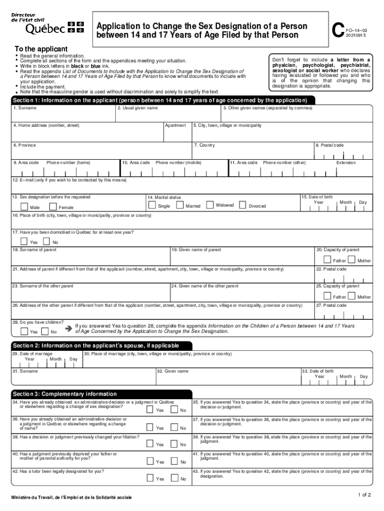 Fillable Online Changing Birth Certificate Sex Designations State