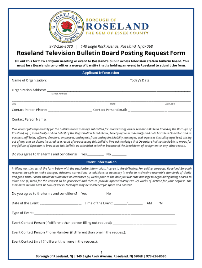 Fillable Online Tax Collector Roseland, NJ 07068 (973)2268080 Fax Email Print pdfFiller