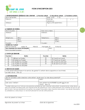 Fillable Online Get the remplissable fiche d'inscription ...