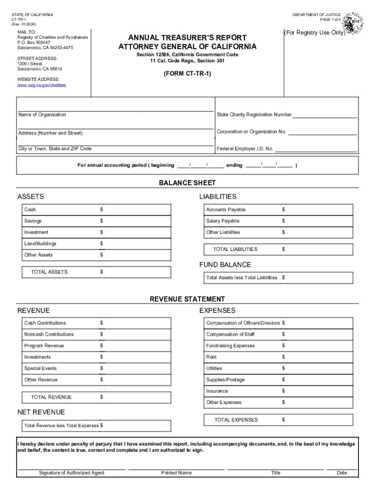ANNUAL TREASURER'S REPORT ATTORNEY GENERAL OF Preview on Page 1