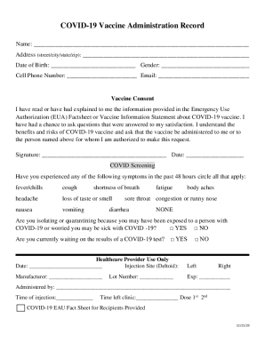 Vaccine Administration Reporting Order