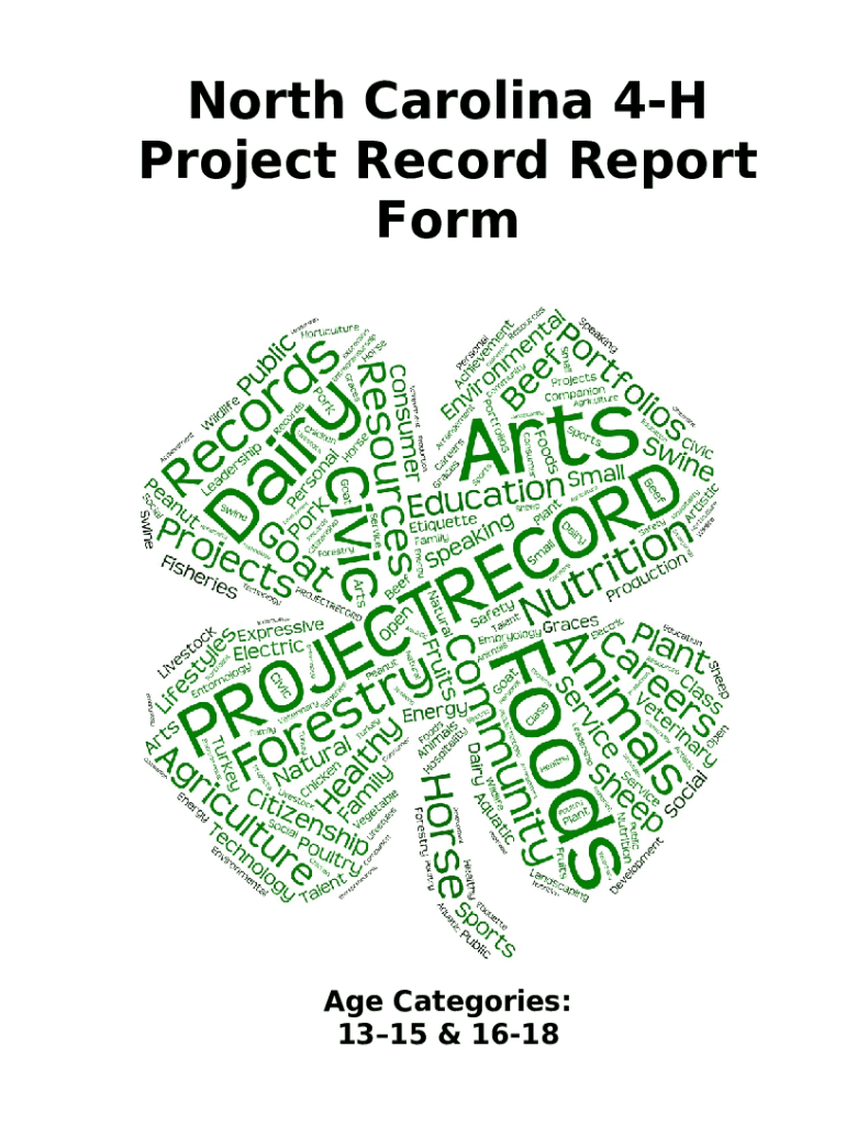 North Carolina 4H Project Record Guidelines Doc Template nc4h