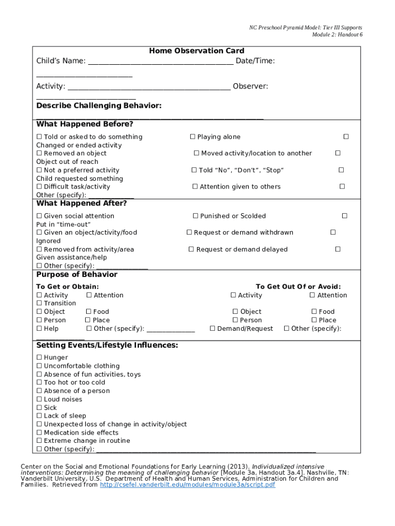 4+ SAMPLE Child Observation Report in PDF modules nceln fpg unc Doc