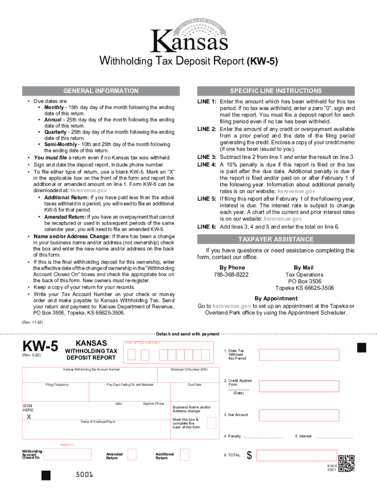 KW-5 Withholding Tax Deposit Report Rev 6-19 Withholding Tax Preview on Page 1