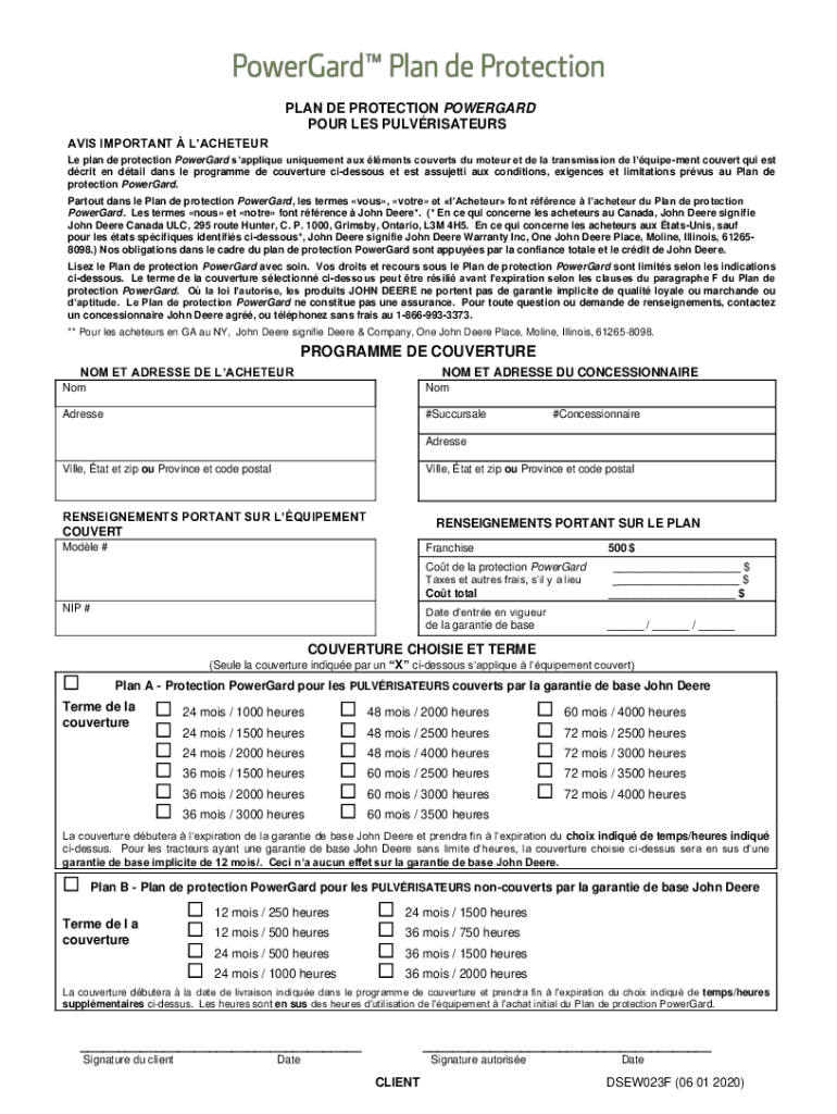 Fillable Online Plan de protection PowerGard Fax Email Print pdfFiller