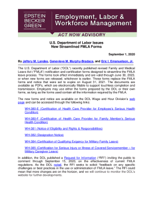 Fillable Online U.S. Department of Labor Issues New Streamlined FMLA ...