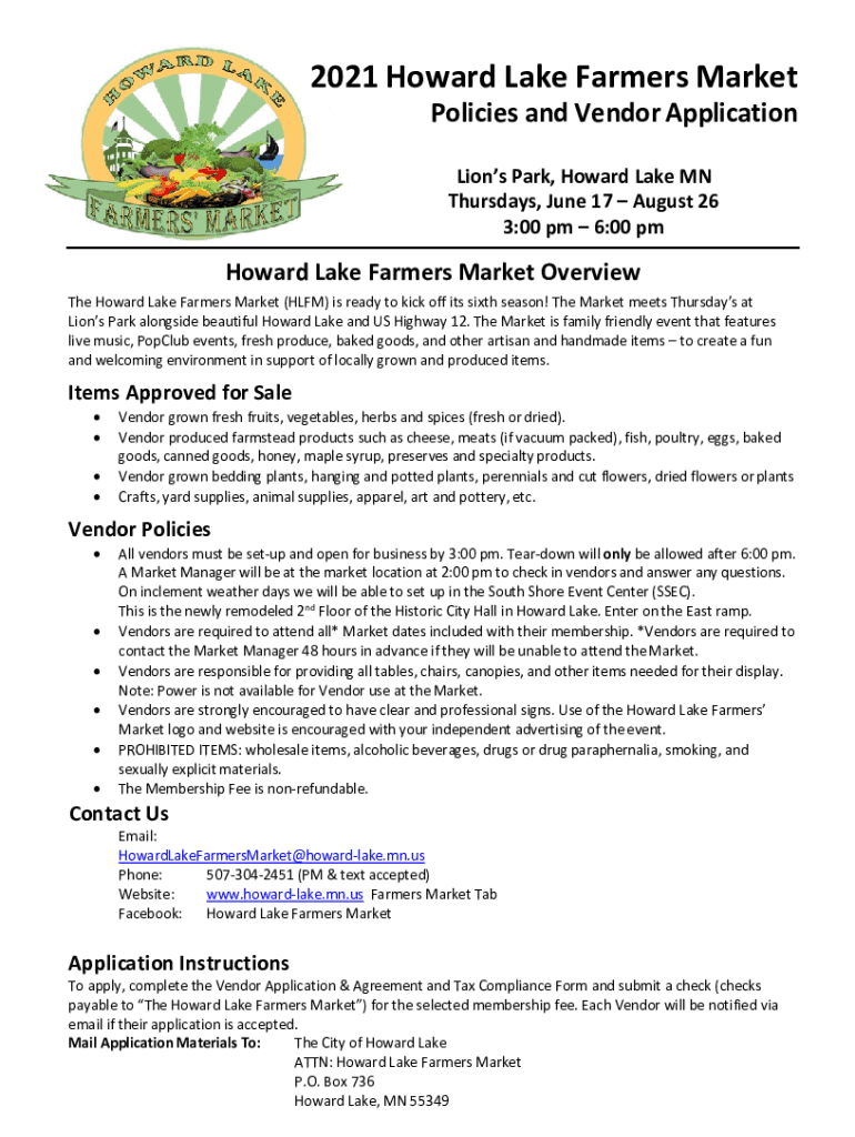 Fillable Online Howard Lake Fire Department and Ambulance, 7th St