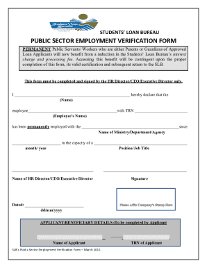 STUDENTS LOAN BUREAU SECTOR EMPLOYMENT VERIFICATION FORM