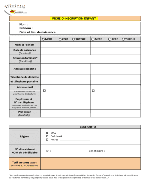 Le prsent dossier dinscription (ou de rinscription ...