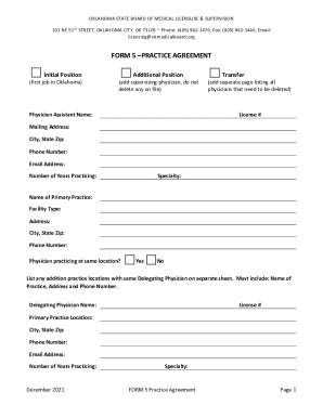 www.okmedicalboard.org physicianassistantsFORM 5 PRACTICE AGREEMENT