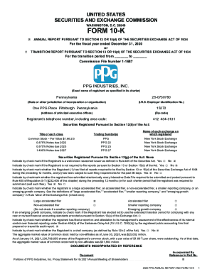 Fillable Online FORM 10-K - 2020 Annual Report - PPG Fax Email Print ...