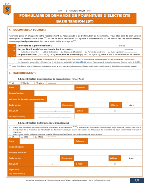 FORMULAIRE DE DEMANDE DE FOURNITURE DELECTRICITE BASSE ...