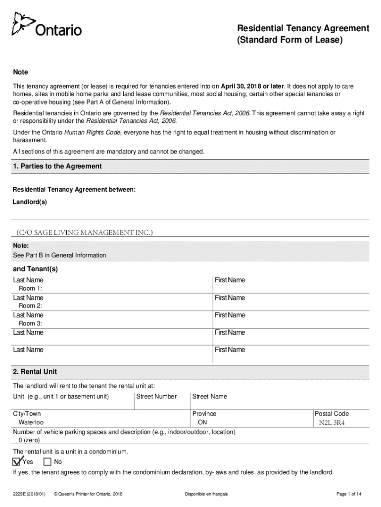 Fillable Online Fillable Residential Tenancy Agreement (Standard Form