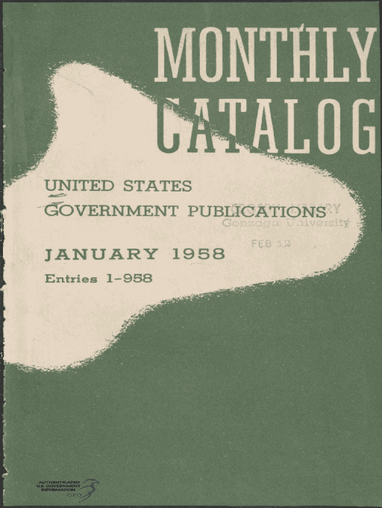 Fillable Online Monthly catalog of United States government