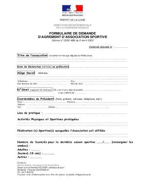 formulaire de demande d'agrement d'association sportive