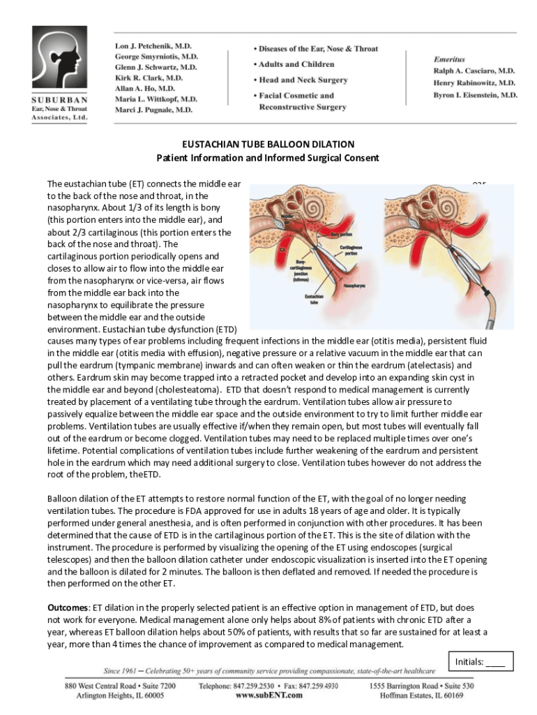 Fillable Online Balloon dilation of the Eustachian tube with a seeker