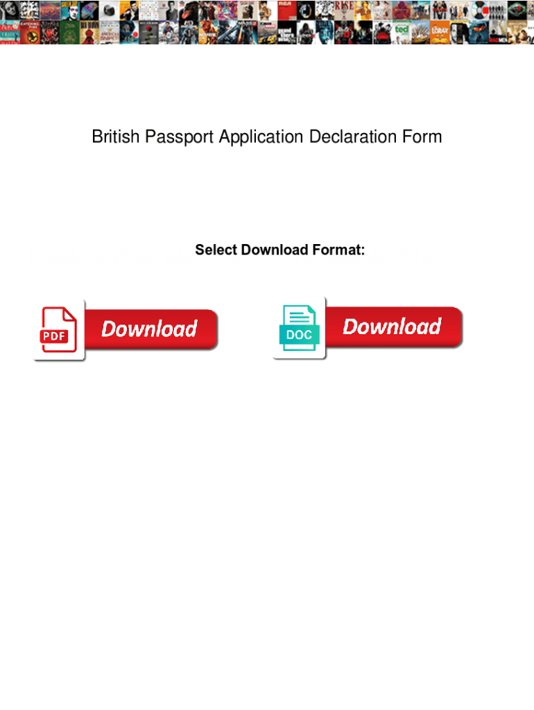 Fillable Online British Passport Application Declaration Form. British