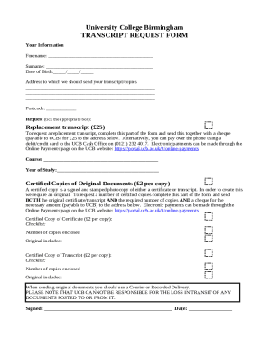Transcript request Doc Template | pdfFiller