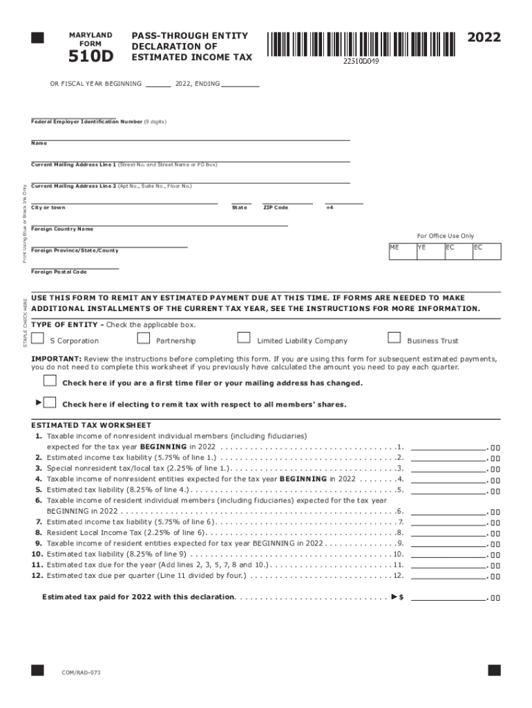 maryland form 510 instructions 2023 Preview on Page 1