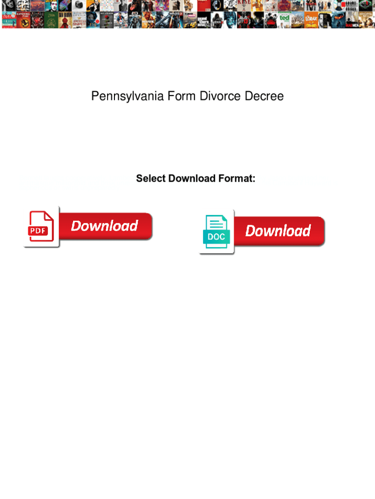 Fillable Online Pennsylvania Form Divorce Decree. Pennsylvania Form ...