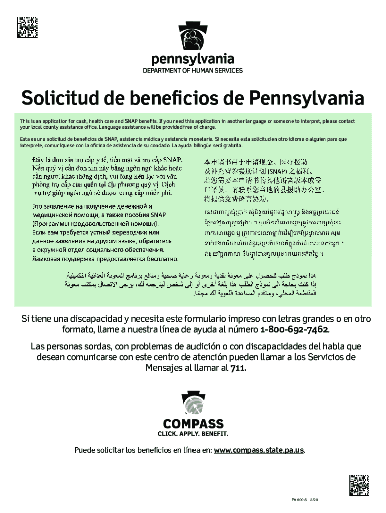 Fillable Online services dpw state pa Solicitud de beneficios de