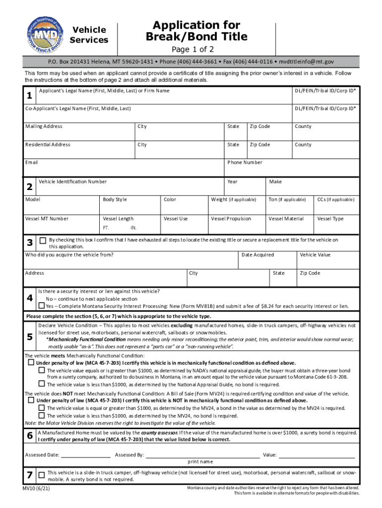 Fillable Online Montana Department of Justice Motor Preview on Page 1