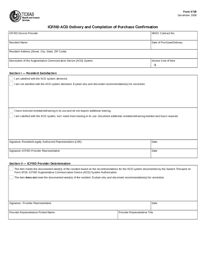 8729, ICF/IID ACD Delivery and Completion of Purchase Doc Template