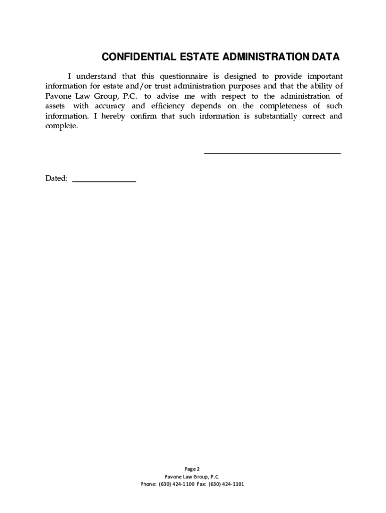 administration questionnaire form Preview on Page 1