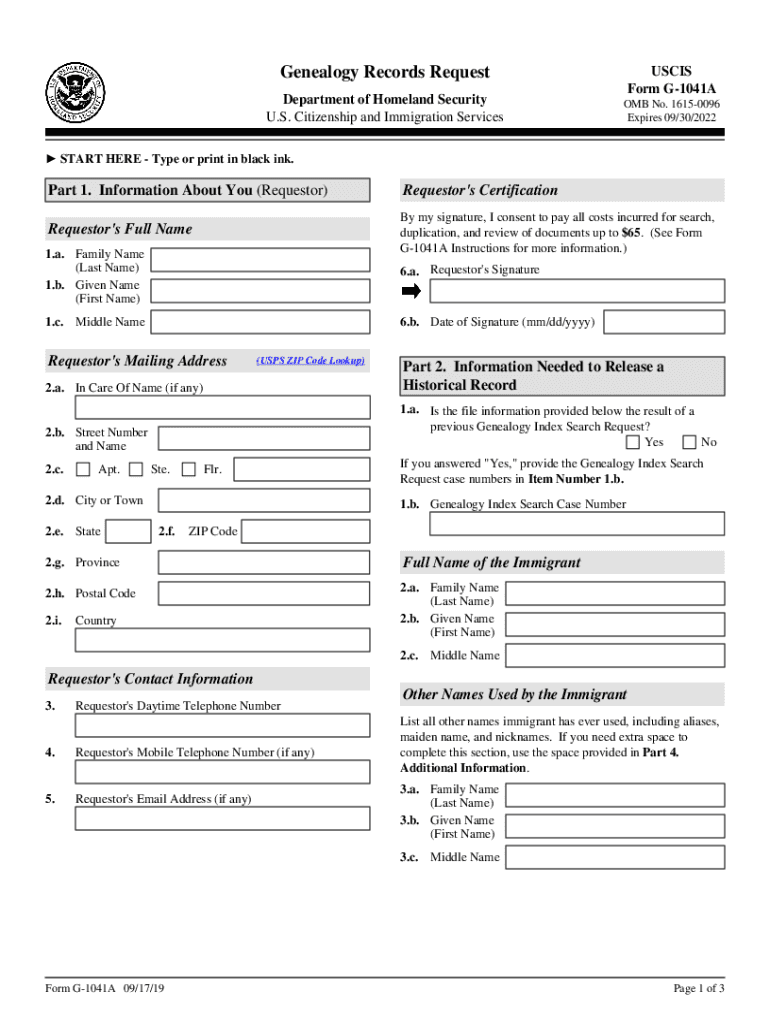 homeland security uscis genealogy request Preview on Page 1