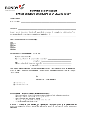 DEMANDE DE CONCESSION DANS LE CIMETIERE DE LA COMMUNE DE ...