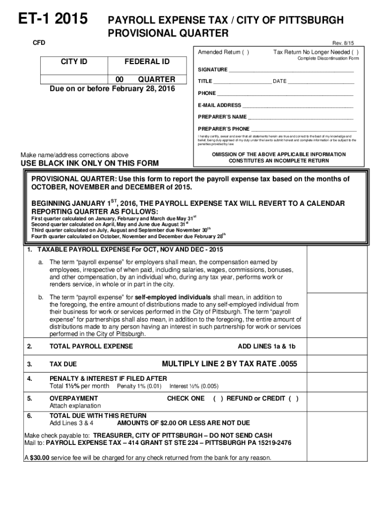Fillable Online apps pittsburghpa Fillable Online PAYROLL EXPENSE TAX ...