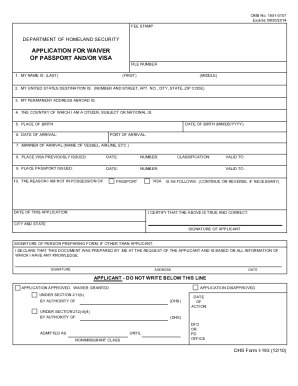Form I 193 Application for Waiver of Passport and or Visa