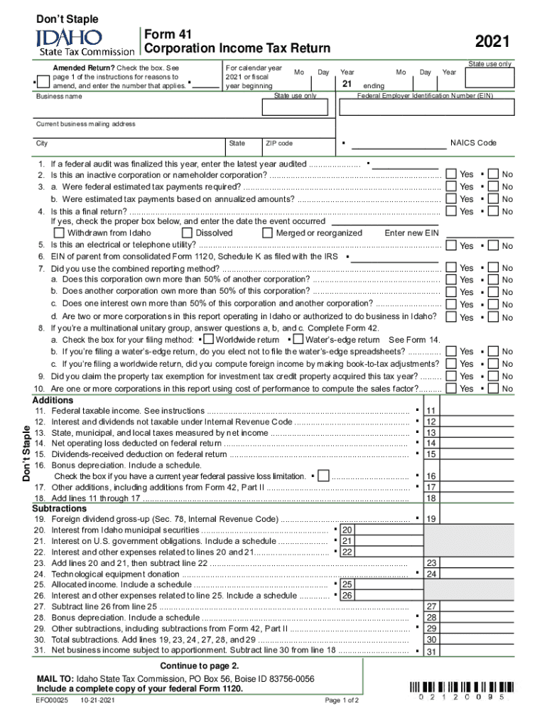 idaho form 41 Preview on Page 1.