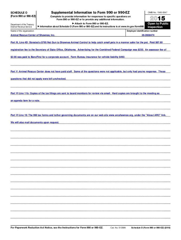Fillable Online Get the free About Schedule O (Form 990 or 990-EZ ...