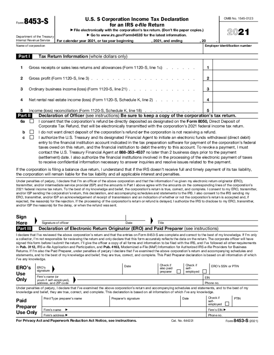 Fill Form 8453 S Filers
