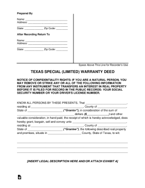 Fillable Online Free Texas General Warranty Deed Form - Word PDF eForms ...