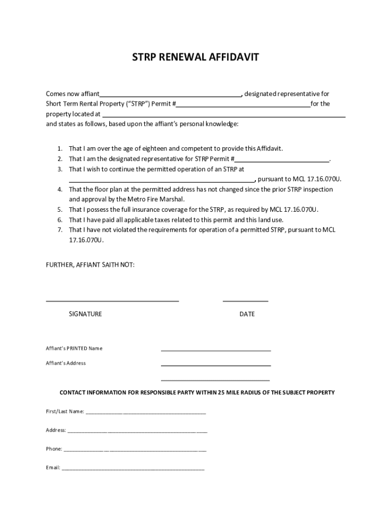 Fillable Online Rental Affidavit - Fill Online, Printable, Fillable ...
