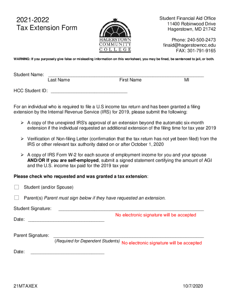 Fillable Online 2021-2022 Tax Extension Form Fax Email Print - pdfFiller