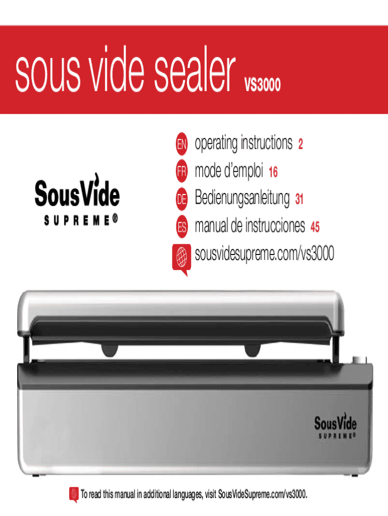 Fillable Online a sellpoint sous vide sealer VS3000 Fax Email Print