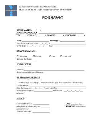 FICHE GARANT - Vercors Immobilier