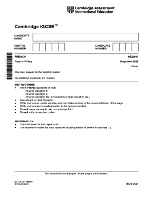 Cambridge IGCSE French Writing Exam