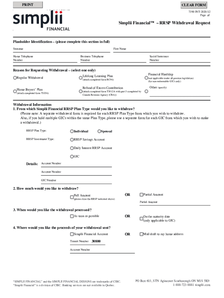 rrsp withdrawal Preview on Page 1