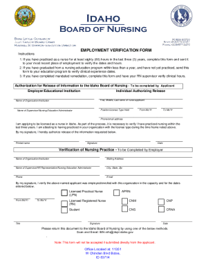 Fillable Online ibn idaho ibn.idaho.gov Employment-Verification ...