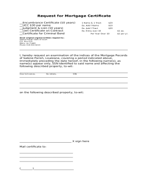 Request for Mortgage Certificate