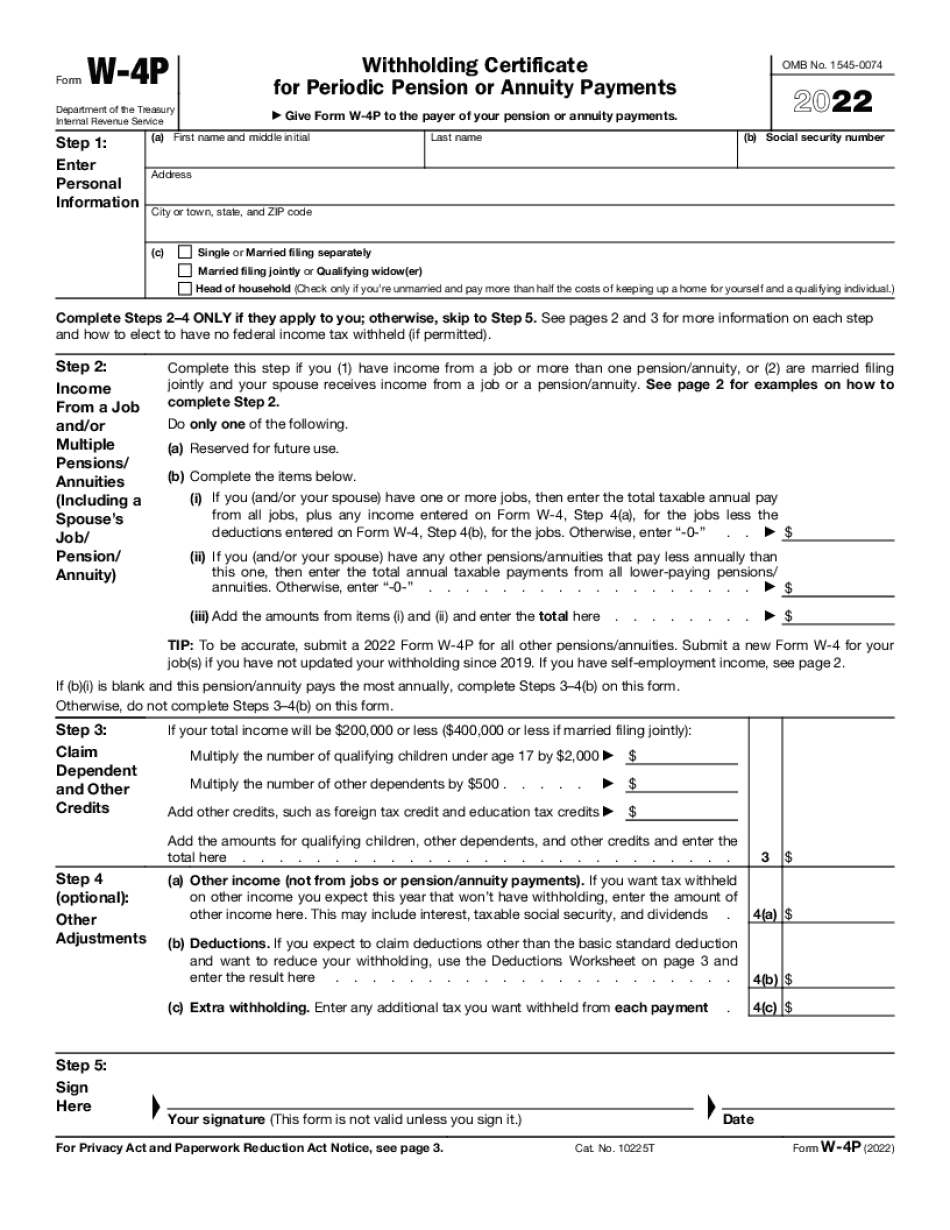 How to fill Form W-4p